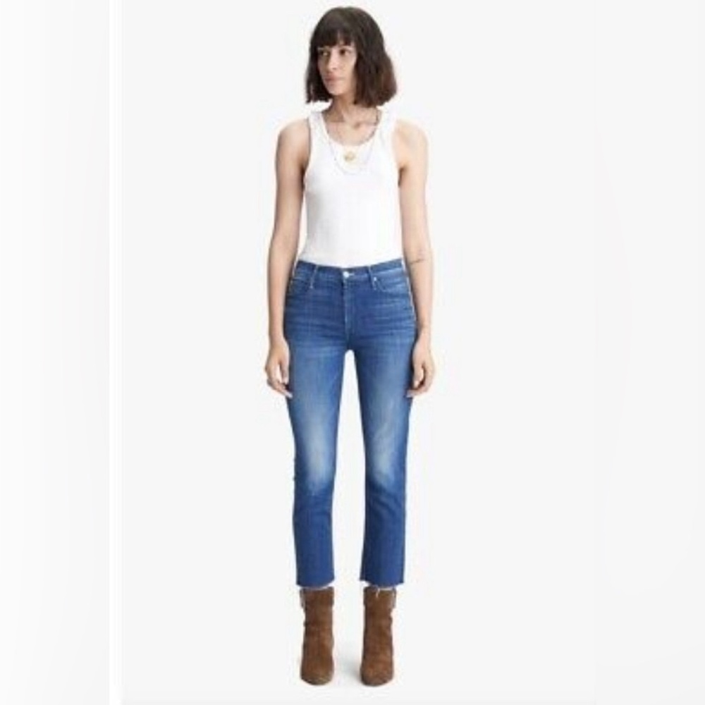 MOTHER midrise dazzler crop fray